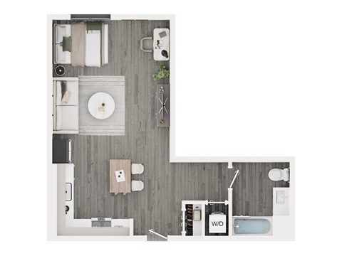Floor plan for studio, 1 bath, 516 sqft